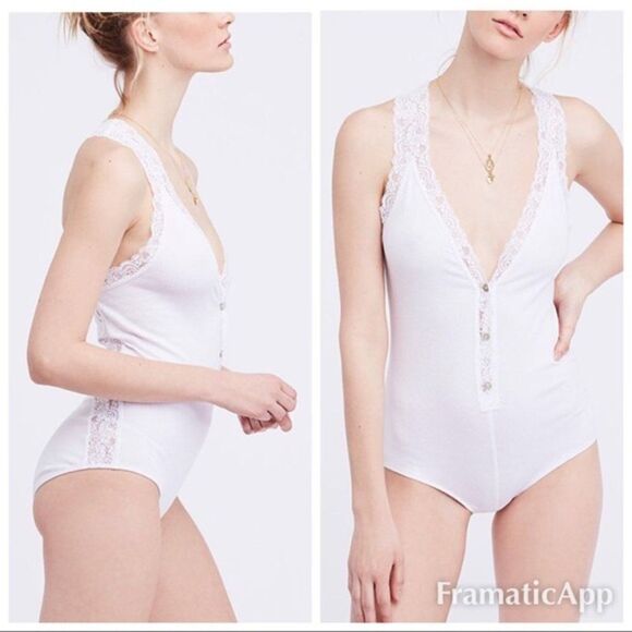 Free People 'Naughty but Nice' Bodysuit - size Small in White. - Picture 3 of 16
